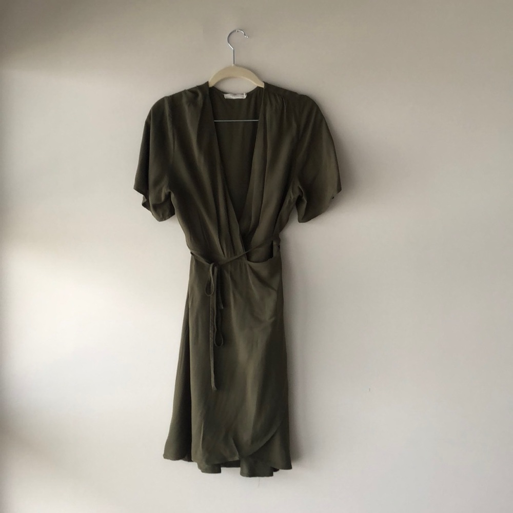 Olive green wrap dress